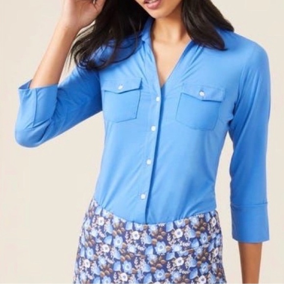 J McLaughlin | Brynn Lyford Jersey Shirt in Blue | Sz S - Picture 4 of 13